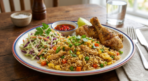 Fried Rice and Coleslaw - Chicken