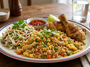 Fried Rice and Coleslaw - Chicken